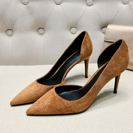 

YCNYCHCHY Sexy Women 6cm 8cm High Heels Blue Pink Pumps Pointed Toe Genuine Suede Leather Shoes For Woman Ladies Wedding Bride
