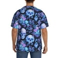 thumbnail image 3 of Yiaed Skull blue crystal flower Print Mens Casual Wrinkle Free Shirts Short Sleeve Button Down Summer Stretch Dress Shirt-3X-Large, 3 of 5