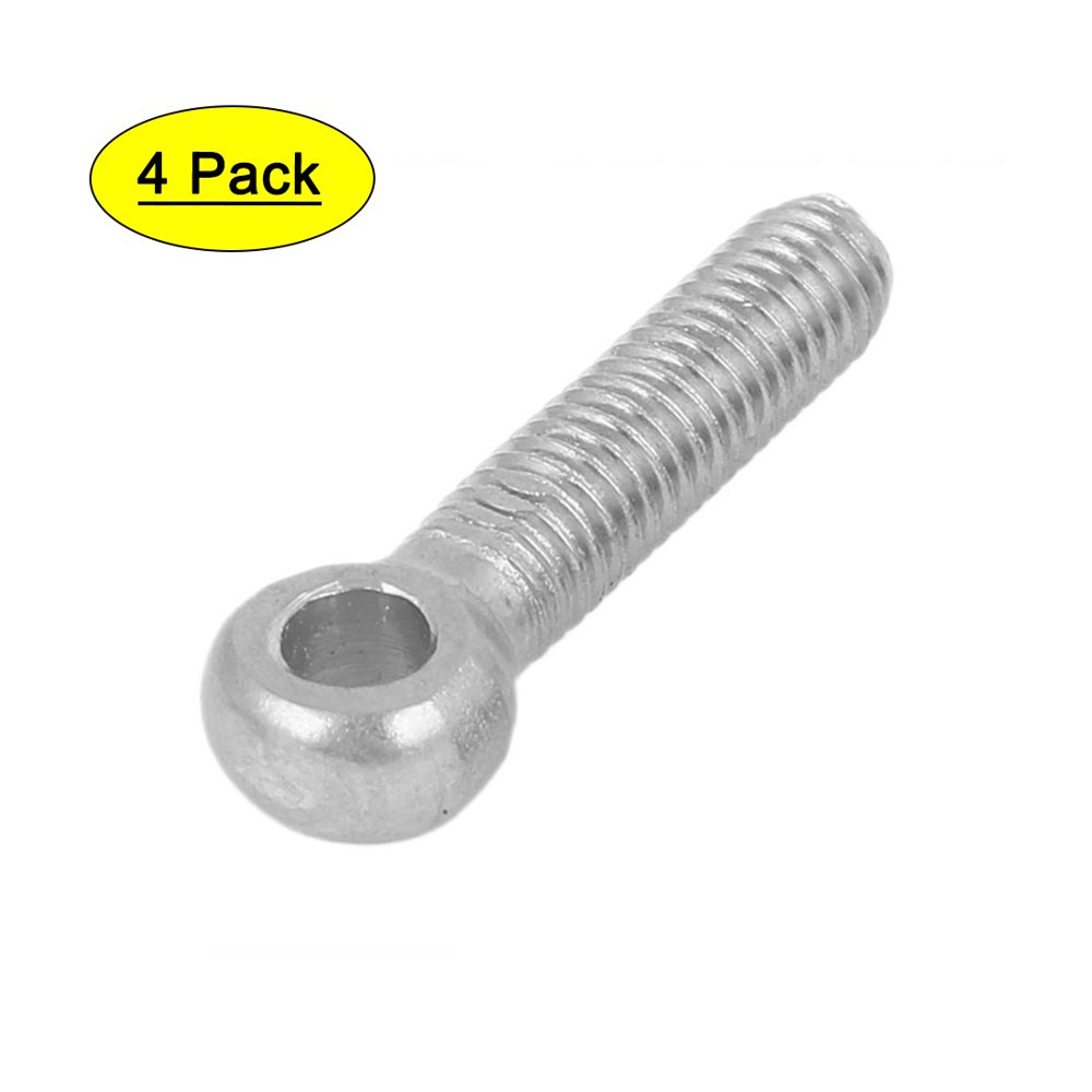8mm x 35mm 304 Stainless Steel Machinery Lifting Swing Eye Bolt 4PCS