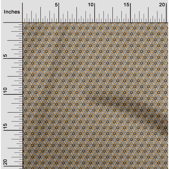 oneOone Polyester Lycra Mustard Yellow Fabric Floral Block Craft Projects Decor Fabric Printed By The Yard 56 Inch Wide