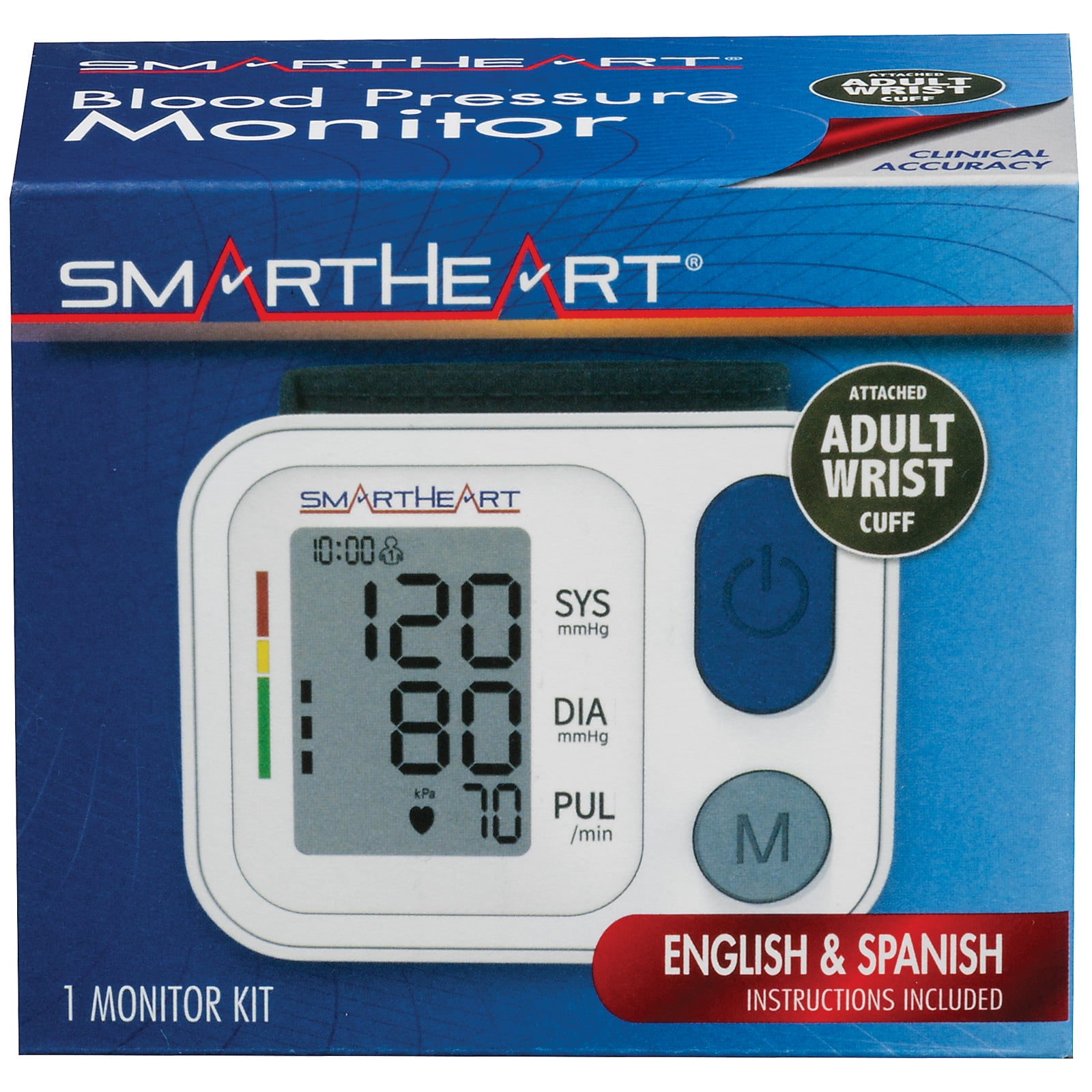 SmartHeart Wrist Blood Pressure Monitor, 2-Person Memory, 398 Readings Auto Inflation & Deflation