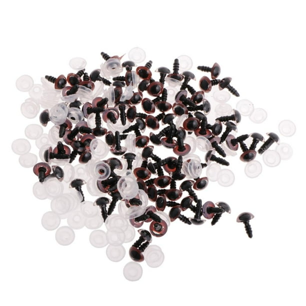 100 piezas de 8/10/12 mm, 4 colores, ojo de seguridad de plástico para osos de peluche, muñecos, juguetes de animales 10mm