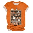 thumbnail image 4 of YDFCWXW Women Fall Halloween Crew Neck Shirt Ghost Graphic Short Sleeve Tee Autumn Holiday Tops 2025 Orange, L, 4 of 4