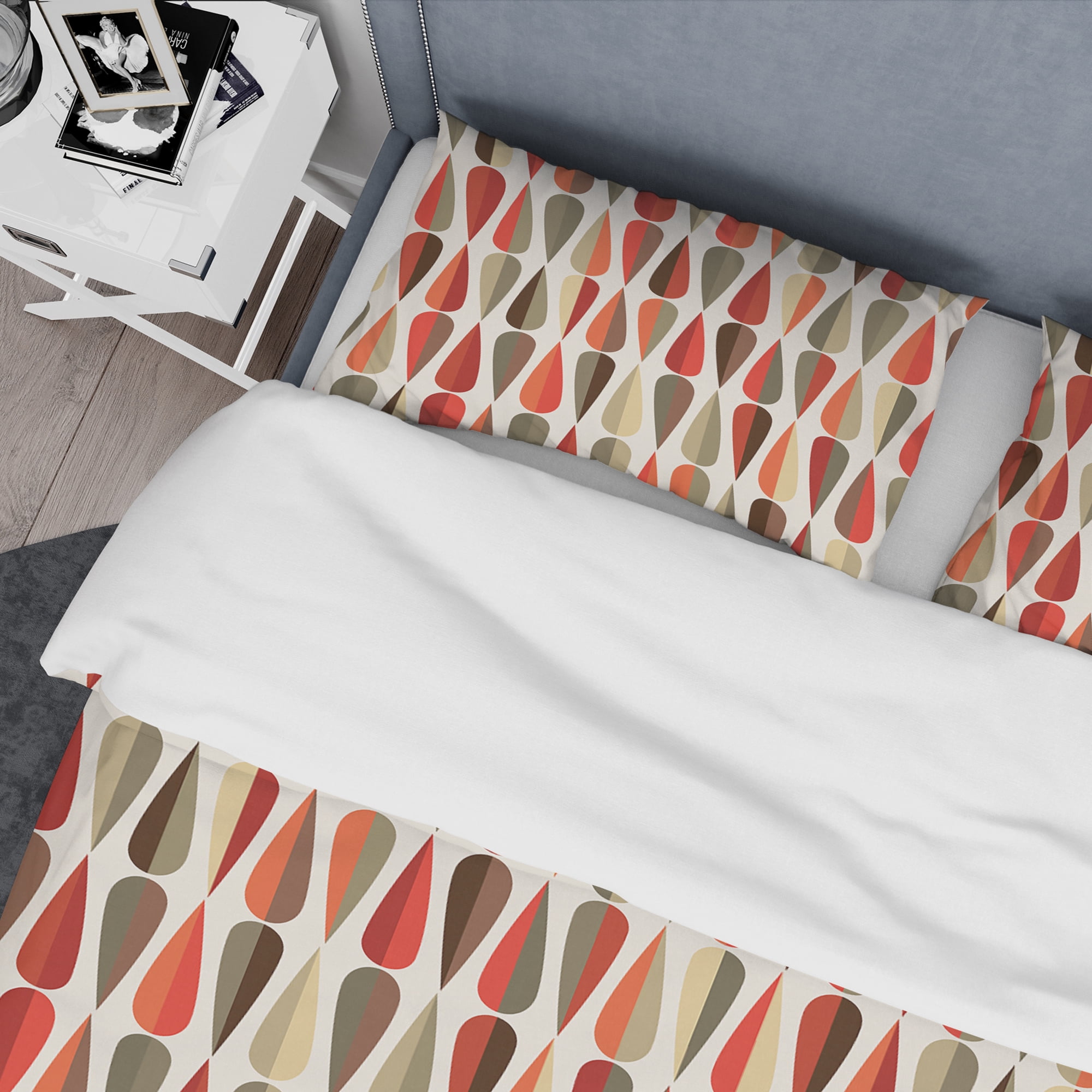Designart 'Retro Abstract Drops IV' Mid-Century Modern Duvet Cover Set