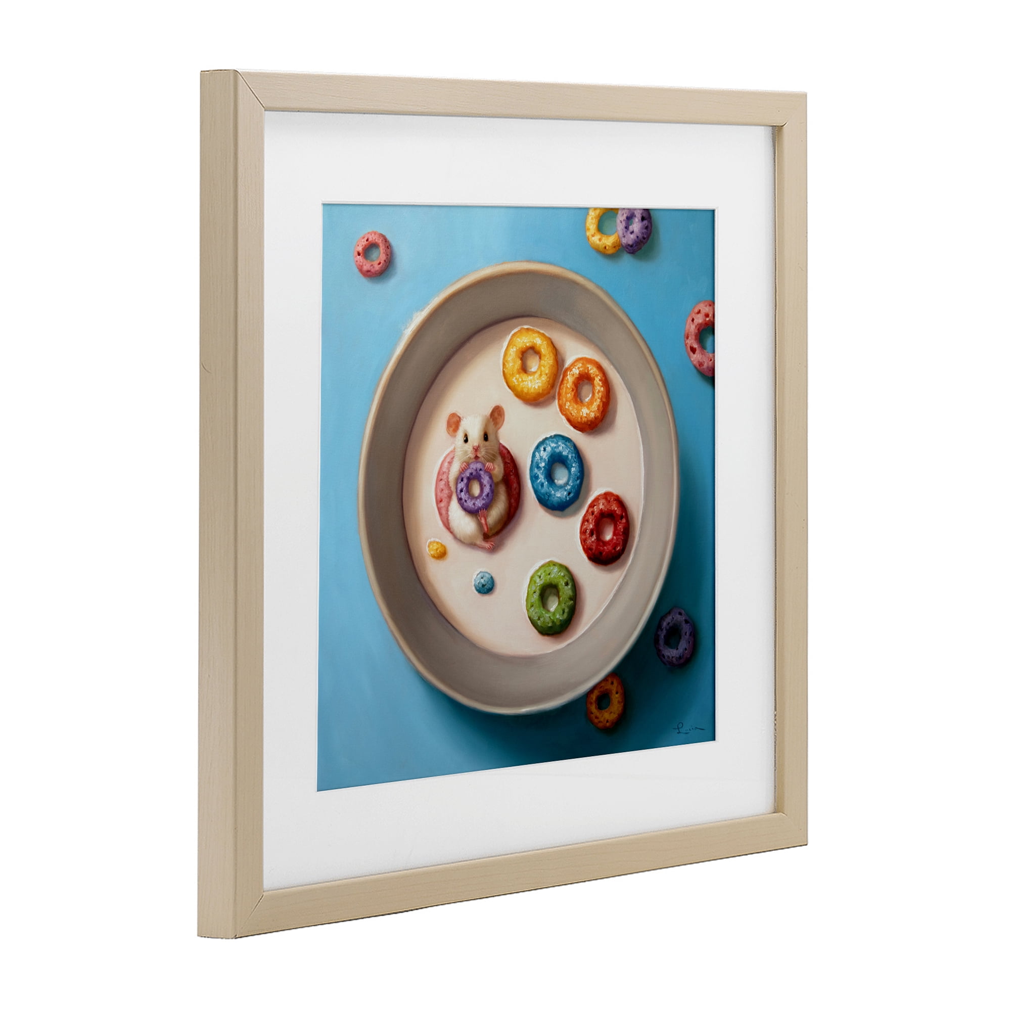 Stupell Industries Morning Dunk Cereal Mouse Birch Framed Print Under Glass, design by Lucia Heffernan