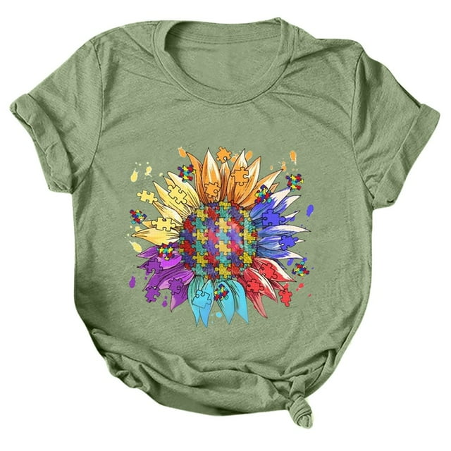 CHOK Blouse à Manches Courtes pour Femmes, T-Shirt à Manches Courtes Imprimé, Haut Décontracté de Plage