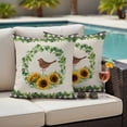 thumbnail image 5 of Spring Sunflower Bird Pillow Covers 2 Pack Eucalyptus Leaves Linen Black Plaid Pillowcase Waterproof Outdoor Throw Pillow Cover for Patio Garden Square Cushion 24”x24”, 5 of 9