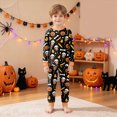 thumbnail image 2 of NOLDARES Toddler Baby Boy Girls Halloween Pajamas Set Kids Pumpkin Ghost Sleepwear 2 Pcs Pjs Cute Cartoon Print Long Sleeve Top and Pants(Black,8-9 Y), 2 of 9
