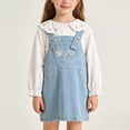 thumbnail image 5 of Easter Outfits Girls Long Sleeve Top and Denim Overall Dress 2 Peice Summer Outfit Set Dress up Party Outfit Girls Clothes 130, 5 of 5
