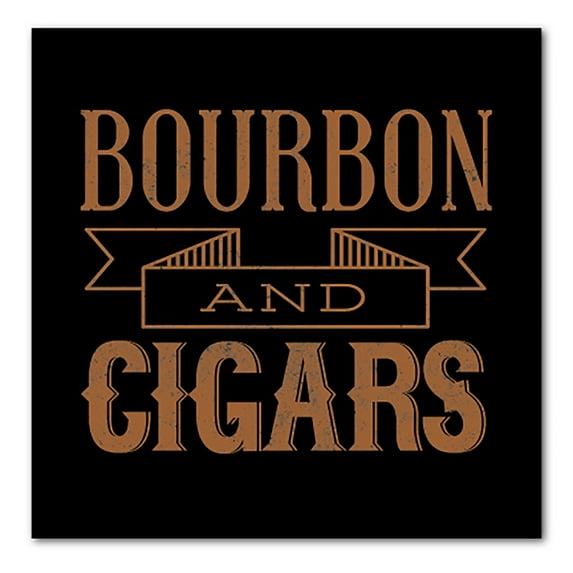 DistinctInk Custom Bumper Sticker - 10" x 10" Decorative Decal - Black Background - Bourbon and Cigars