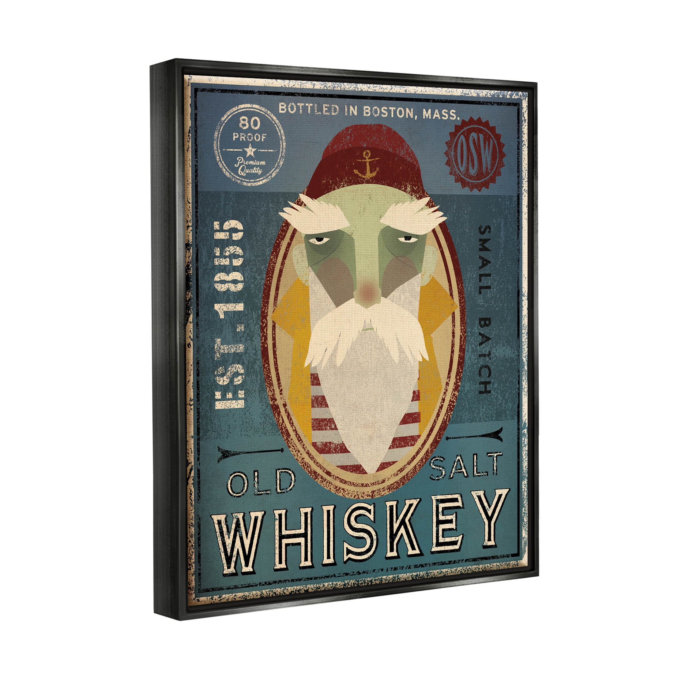 Stupell Industries Whiskey Bottling Sign Graphic Art Jet Black Floating Framed Canvas Print Wall Art, Design by Ryan Fowler
