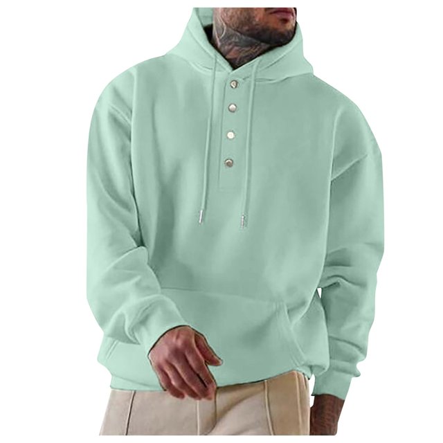 WILLBEST Sudaderas En Pareja para Hombre, Otoño e Invierno, Sudadera De Manga Larga con Capucha, Botones, Cuello Redondo, Color Sólido XGrande