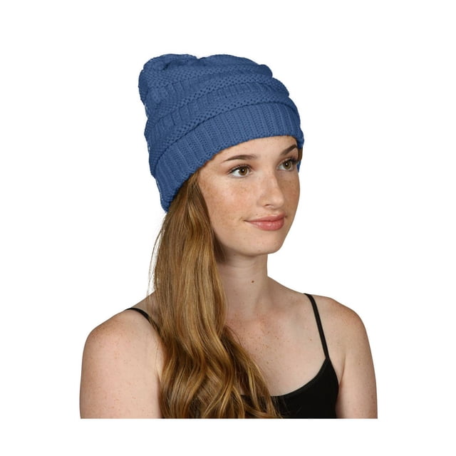 Gravity Threads Knit Soft Stretch Beanie Cap, Dark Denim