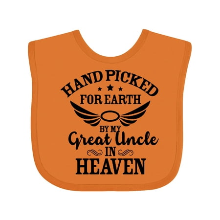

Inktastic Handpicked for Earth by My Great Uncle in Heaven Boys or Girls Baby Bib