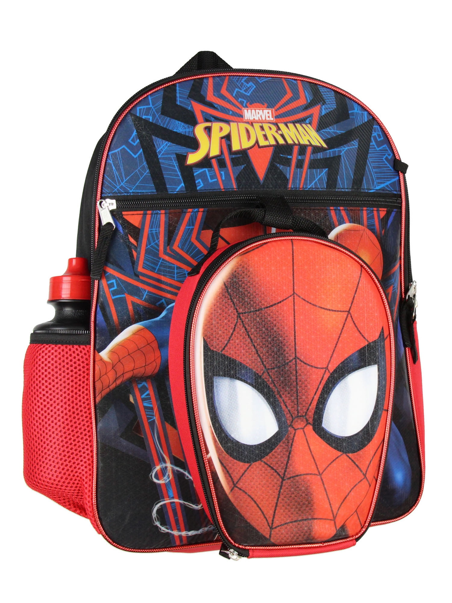 Marvel Spider-Man Backpack Kids 16" 5PC Water Bottle School Combo Set