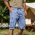 thumbnail image 2 of Resicozy Mens Cargo Shorts Lightweight Elastic Waist Knee Length Bermuda Shorts with Pockets Summer Short Cargo Pants Light Blue 2XL, 2 of 7
