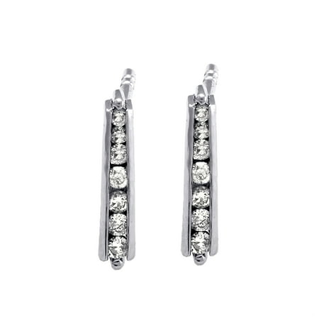 10kt White Gold 1 5ct Diamonds Channel Stud Earrings 10kt White Gold 1 5ct Diamonds Channel Stud Earrings