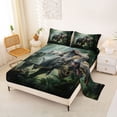 thumbnail image 2 of Feelyou Jungle Tyrannosaurus Full Size Sheets for Boys Men Kids, 3D Wildlife Animal Bed Sheets, Green, 4pcs, 2 of 5