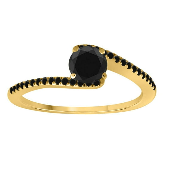 AoneJewelry Black Diamond Finished With 10K Yellow Gold 1.00 Carat Ring