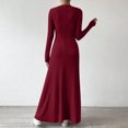 thumbnail image 5 of Enjoytime Winter Dresses for Women Solid Color Crew Neck Long Sleeve A-Line Knitted Dress Fashion Casual Slim Maxi Dresses, 5 of 5