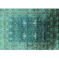 thumbnail image 1 of Ahgly Company Machine Washable Indoor Rectangle Oriental Turquoise Blue Industrial Area Rugs, 7' x 10', 1 of 4