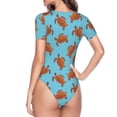 thumbnail image 4 of Daiia Turtle print Women's Crew Neck Short Sleeve Bodysuit Fashion Tops Fit Casual Basic Extender Bodysuit-Medium, 4 of 9