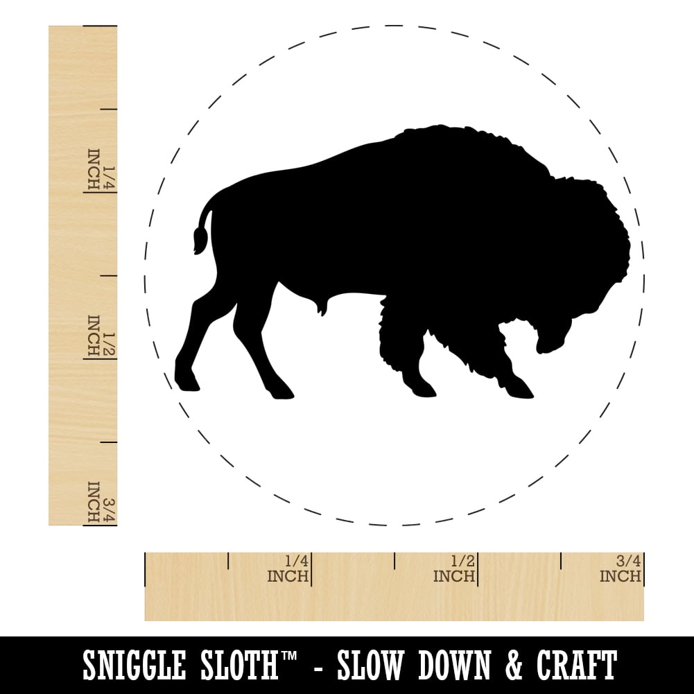 American Buffalo Bison Solid Self-Inking Rubber Stamp Ink Stamper - Brown Ink - Small 3/4 Inch