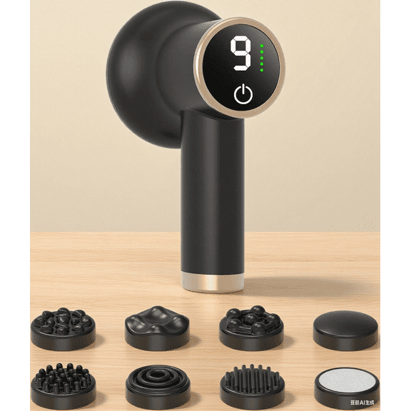 Electric Cellulite Massager - Portable Body Sculpting Machine, Fat Remover with 8 Massage Heads, 9 Modes & 1800mAh Battery | Cordless Handheld Massager for Relaxation, Gift for Men Women, Black