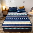 thumbnail image 4 of Sábana ajustable elástica para el hogar, ropa de cama de algodón estampada, gruesa, impermeable, estilo nórdico, funda de colchón, colcha doble para parejas y queen, 4 of 5