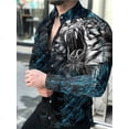 thumbnail image 1 of Camisas hawaianas con estampado geométrico de animales, camisas de playa de manga larga para hombres y mujeres, camisas de moda Voion, blusas casuales de calle para eventos sociales, 1 of 6