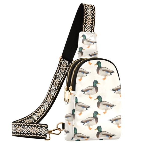 ALAZA Vintage Mallard Ducks Sling Bag for Women Men Waterproof Crossbody Chest Bags