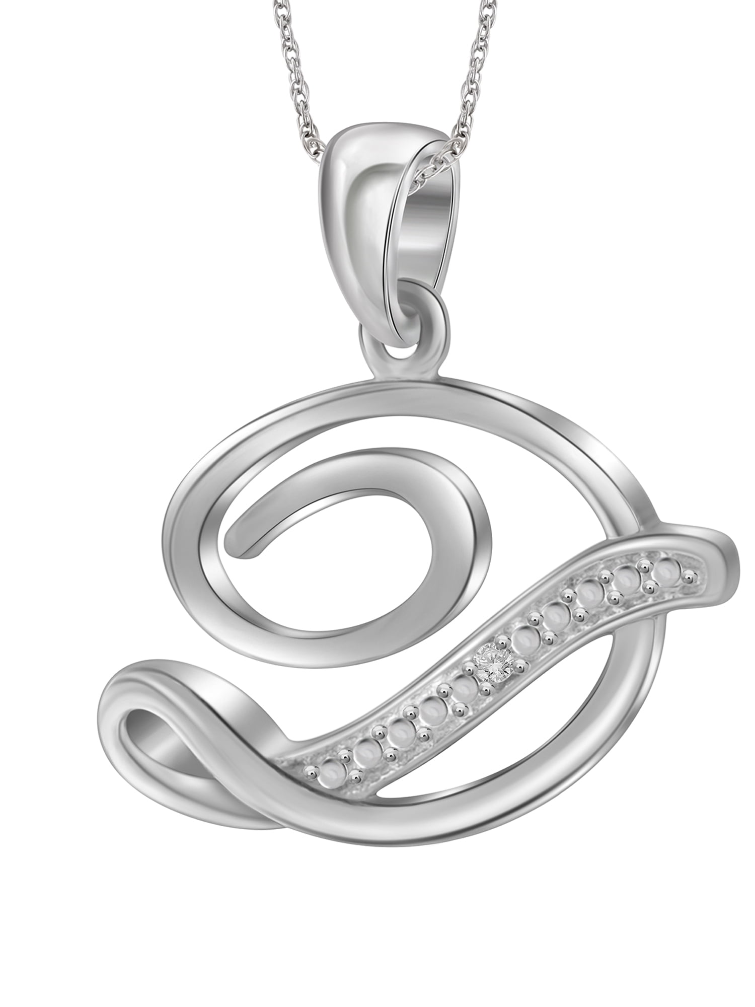 JewelersClub Accent White Diamond Initial Letter Pendant Necklace for Women | Customizable .925 Sterling Silver D Alphabet Monogram Necklaces for Girls | Personalized Jewelry Gift for Her