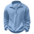 thumbnail image 3 of Baqcunre New Zipper Stand Neck Thickened And Velvet Solid Color Men's Sweater,4XL,Quarter Zip Pullover Men,Mens Sweatshirt,Long Sleeve Shirts For Men,Men'S Fashion Hoodies & Sweatshirts,,Blue, 3 of 5