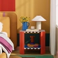thumbnail image 7 of Flycity Memphis Modern Style End Table, Striped Design Wood Side Table with Solid Wood Legs for Living Room Bedroom Furniture, 7 of 7