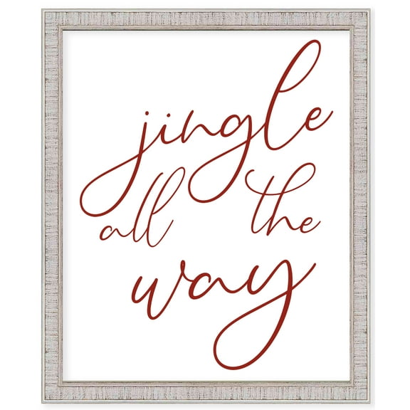 Jingle All The Way 17.5" x 21.5" Framed Christmas Wall Decor Art Print Sign Poster in a White