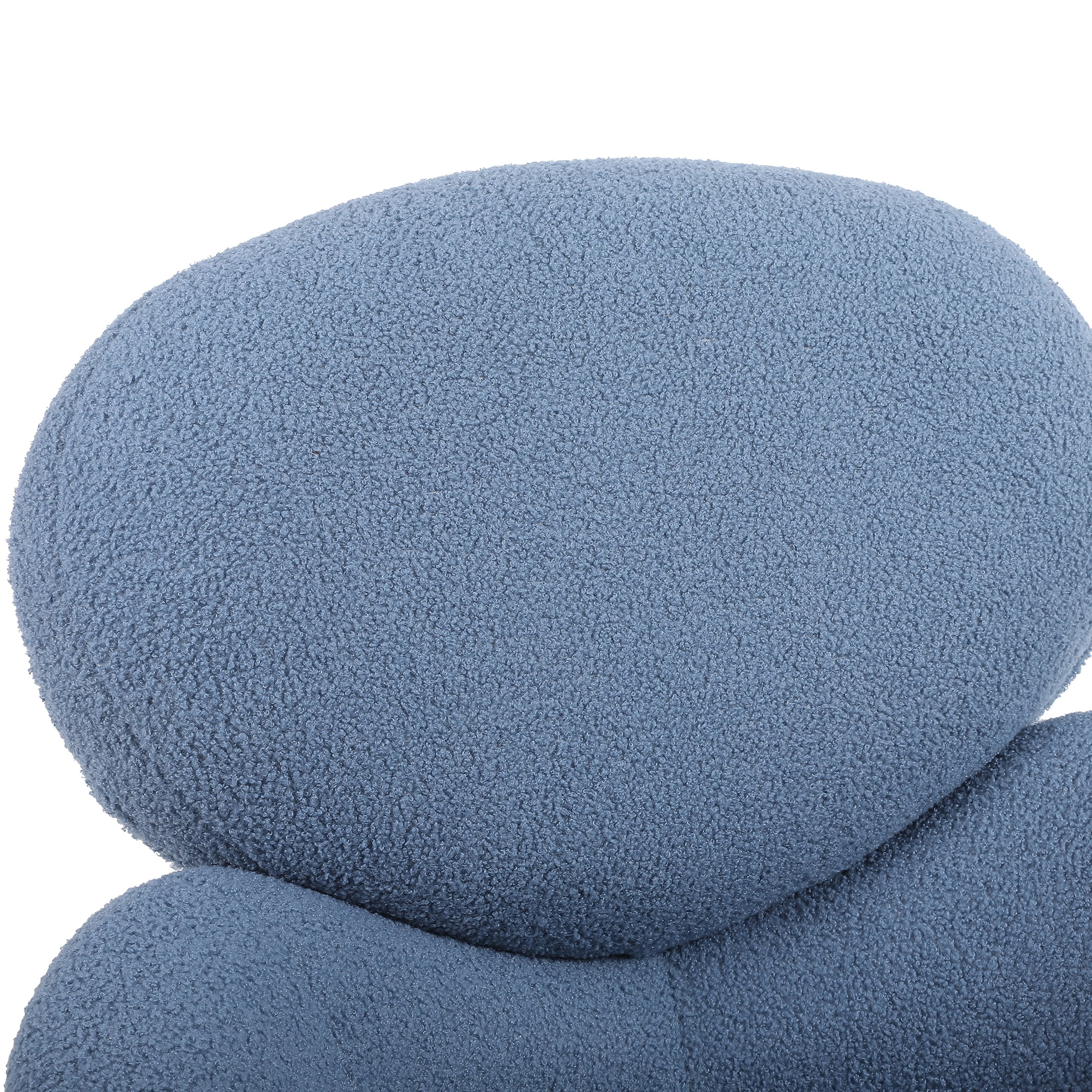Kadyn Modern Sherpa Armchair with Black Metal Legs, Comfy and Soft Chairs for Bedroom, Blue