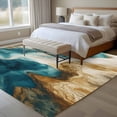 thumbnail image 4 of 5'x7' Area Rugs, Teal Brown Indoor Outdoor Area Rug for Living Room Bedroom, Modern Art Water Ripple Abstract Washable Bathroom Rugs Kitchen Floor Carpet Mats Home Decor Aesthetic, 4 of 8