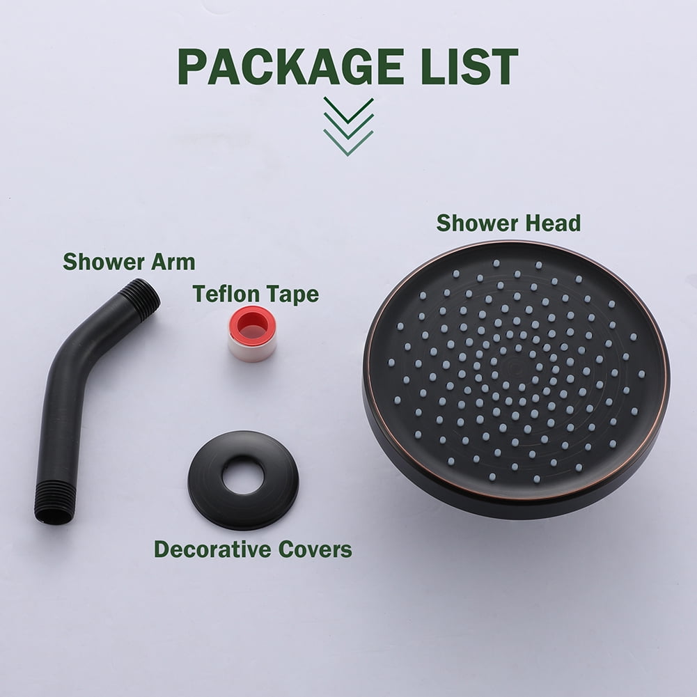 Kepooman 6-Inch Circular Large Rainfall Oil Polished Bronze Shower Head, 360°Adjustable Angles Single Wall-Mount Showerhead, Bronze Kepooman 6-Inch Circular Large Rainfall Oil Polished Bronze Shower Head, 360°Adjustable Angles Single Wall-Mount Showerhead, Bronze
