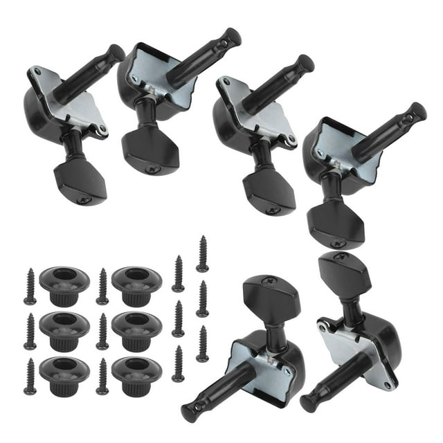String Tuning Pegs, Guitar Tuning Keys, Metal Structure Stable And Durable Easy To Install Glossy DIY For Guitar Repair Master Guitar Instrument Lovers Silver,Black