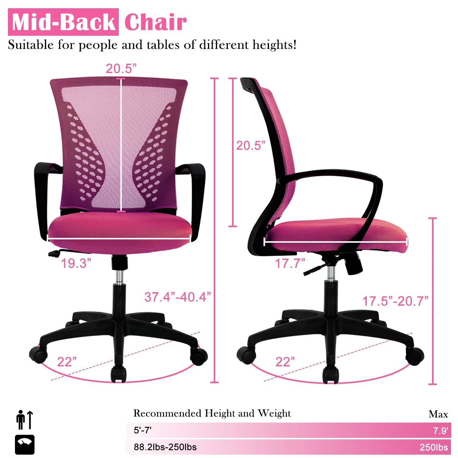 YRLLENSDAN Mesh Executive Office Chair with Armrest, Ergonomic Desk Chairs with Wheels, Adjustable Comfy Lumbar Support Swivel Chair, Orange