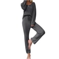 thumbnail image 1 of Timegard Lounge Sets for Women Long Sleeve Button Tops Straight Leg Pants Fall Solid Color Comfy Outfits, 1 of 7