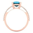 thumbnail image 4 of 3.96ct cushion cut turquoise 18k rose gold Bridal Wedding Engagement Promise Anniversary Ring for Women size 10.25, 4 of 7