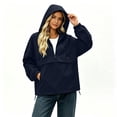 thumbnail image 6 of DYTTDG Women's Solid-Color Half-Zip Hooded Windbreaker | Long-Sleeve Loose Pullover Jacket with Drawstring Hem & Side Pockets for Outdoor Daily Casual Wear, 6 of 8