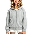 thumbnail image 4 of Atogsazn Childrens Girls Full Zip Hoodies Kids Casual Oversized Long Sleeve Hooded Sweatshirt Fall Winter Tops Clothes Gray 11-12 Years Fashion, 4 of 5