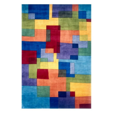 Momeni New Wave Dancing Squares Area Rug Contemporary design and vibrant colors come together in the Momeni New Wave Consensus Multi NW-49 Rug. Perfect for a child s room  the overlapping block design creates new  fun colors  in addition to the blue  red  green  and beige. This hand-tufted rug is made of 100% Chinese wool. To preserve the beauty and color  professionally dry-clean only. Available in a variety of shapes and sizes  this rug is made in China for Momeni. One-year limited warranty. Sizes offered in this rug: Following are all sizes for this rug. Please note that some may be currently unavailable due to inventory. Also please note that rug sizes may vary by up to 4 inches in dimensions listed. Dimensions: 2 x 3 ft. 3.6 x 5.6 ft. 5.3 x 8 ft. 7.6 x 9.6 ft. 8 x 11 ft. 9.6 x 13.6 ft. 5.9 x 5.9 ft. Round 7.9 x 7.9 ft. Round 2.6 x 8 ft. Runner 2.6 x 12 ft. Runner 2.6 x 14 ft. Runner