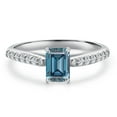 thumbnail image 3 of Gem Stone King 10K White Gold Persian Blue Moissanite and Lab Grown Diamond Engagement Ring for Women | 0.76 Cttw | Octagon 6X4MM | Gemstone Birthstone | Size 7, 3 of 6