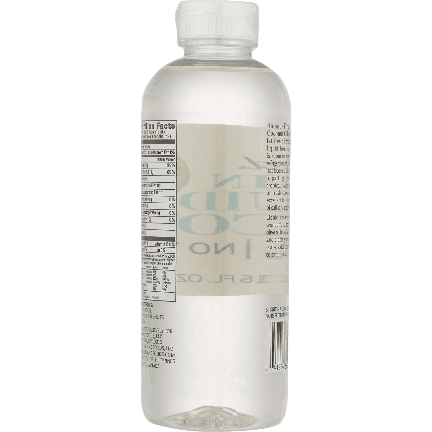 Roland Coconut Oil - Virgin Liquid - Case of 6 - 16 oz.