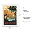 thumbnail image 2 of See Hawaii - San Francisco Honolulu - Direct to Volcano - Hawaiian Girl Playing Ukulele - Vintage Travel Poster c.1915 - Fine Art Rolled Canvas Print (Unframed) 27in x 40in, 2 of 4