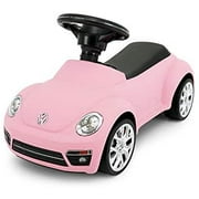 Voltz Toys Licensed VW Volkswagen Beetle Kids Foot to Floor Push Along Ride-on Car (Pink)