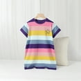 thumbnail image 2 of Felwors Robe d'Été à Col Rond pour Bébés Filles Enfants, Manches Courtes, Élégante, Décontractée, Plage, à Rayures Imprimées, Robe de Fête, 2 of 3